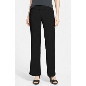 Eileen Fisher Linen Blend Straight Leg Pants Black Size 6